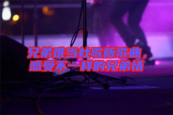 兄弟難當(dāng)杜歌版歌曲，感受不一樣的兄弟情