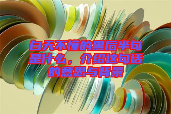 白天不懂的黑后半句是什么，介紹這句話的意思與背景
