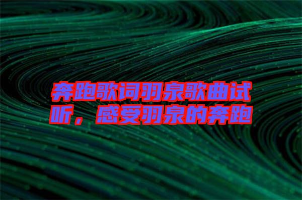 奔跑歌詞羽泉歌曲試聽，感受羽泉的奔跑