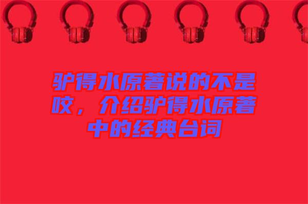驢得水原著說的不是咬，介紹驢得水原著中的經(jīng)典臺(tái)詞