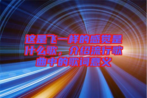 這是飛一樣的感覺是什么歌，介紹流行歌曲中的歌詞意義
