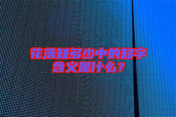 花落知多少中的知字含義是什么？