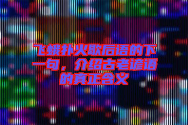 飛蛾撲火歇后語(yǔ)的下一句，介紹古老諺語(yǔ)的真正含義