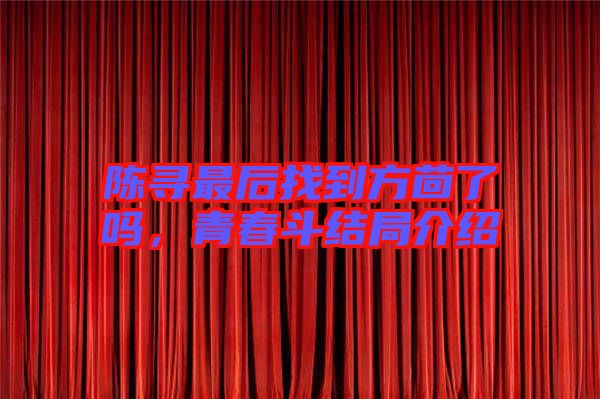 陳尋最后找到方茴了嗎，青春斗結(jié)局介紹