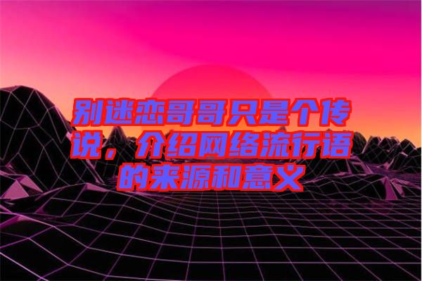 別迷戀哥哥只是個傳說，介紹網絡流行語的來源和意義