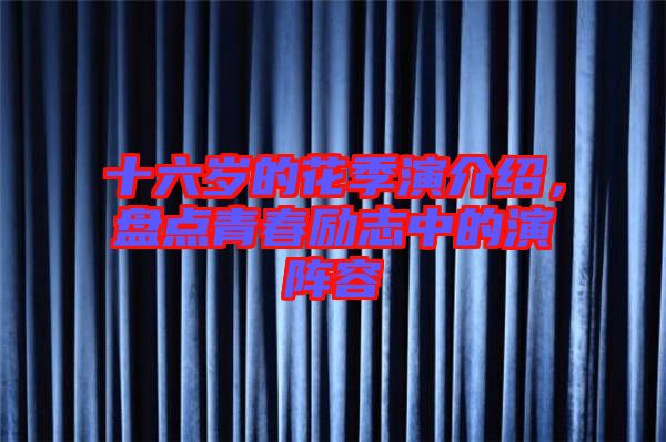 十六歲的花季演介紹，盤點(diǎn)青春勵(lì)志中的演陣容