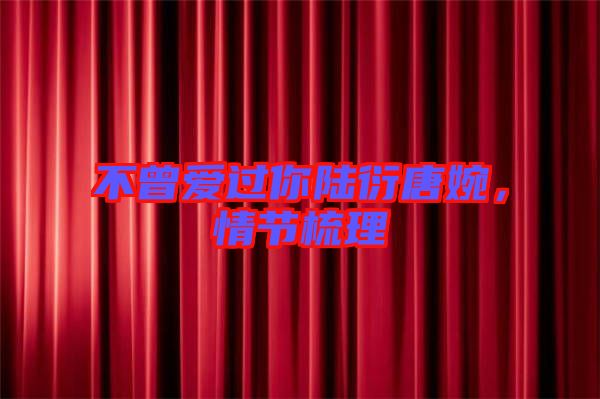不曾愛(ài)過(guò)你陸衍唐婉，情節(jié)梳理