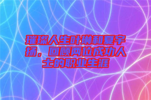 璀璨人生葉琳和夏宇揚，回顧兩位成功人士的職業(yè)生涯