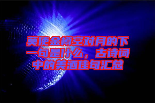 莫使金樽空對月的下一句是什么，古詩詞中的美酒佳句匯總