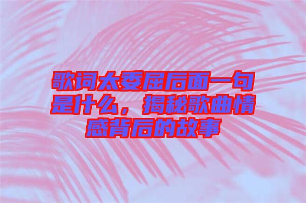 歌詞太委屈后面一句是什么，揭秘歌曲情感背后的故事