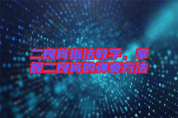 二良宵指法教學(xué)，掌握二良宵的彈奏方法