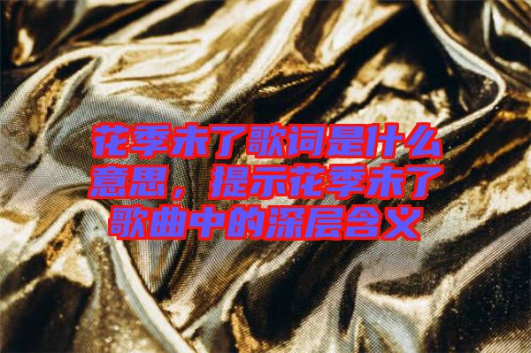 花季未了歌詞是什么意思，提示花季未了歌曲中的深層含義