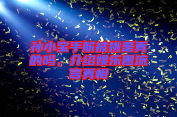 孫小寶手筋被挑是真的嗎，介紹娛樂圈流言真相