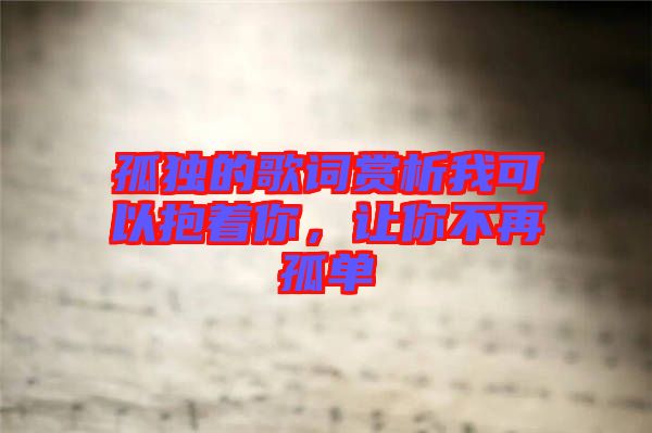 孤獨(dú)的歌詞賞析我可以抱著你，讓你不再孤單