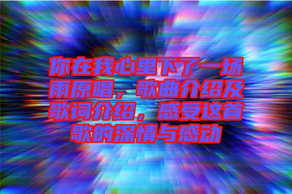 你在我心里下了一場雨原唱，歌曲介紹及歌詞介紹，感受這首歌的深情與感動