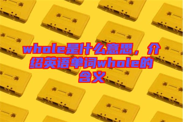 whole是什么意思，介紹英語(yǔ)單詞whole的含義