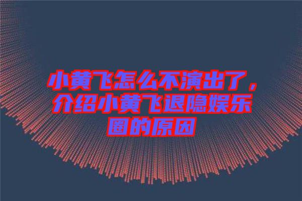 小黃飛怎么不演出了，介紹小黃飛退隱娛樂(lè)圈的原因
