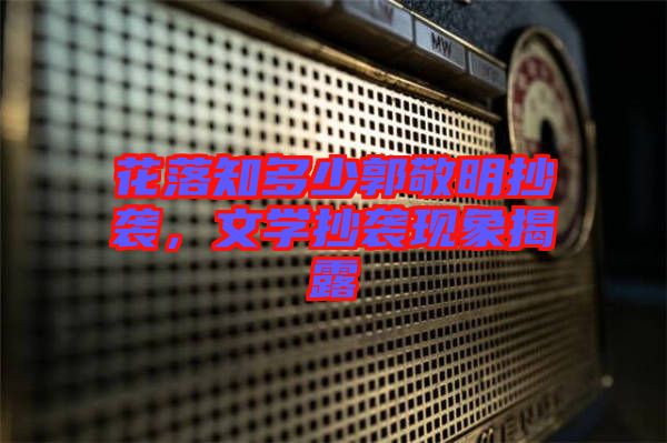 花落知多少郭敬明抄襲，文學(xué)抄襲現(xiàn)象揭露