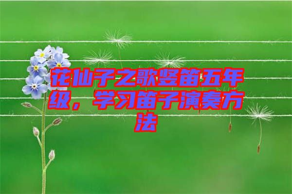 花仙子之歌豎笛五年級，學習笛子演奏方法
