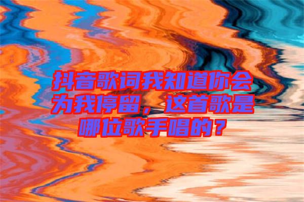 抖音歌詞我知道你會(huì)為我停留，這首歌是哪位歌手唱的？