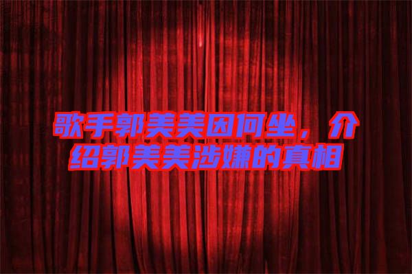 歌手郭美美因何坐，介紹郭美美涉嫌的真相