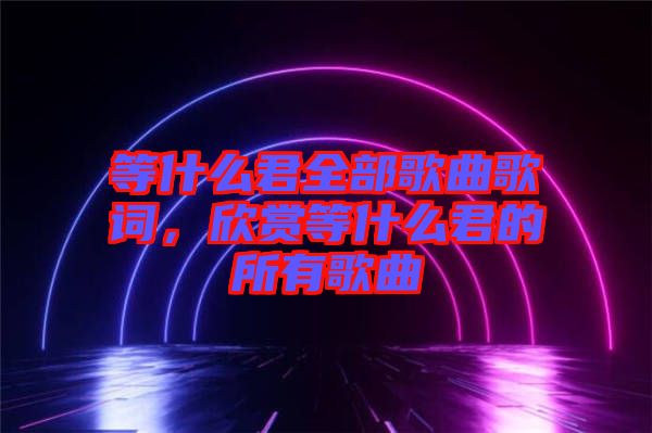 等什么君全部歌曲歌詞，欣賞等什么君的所有歌曲