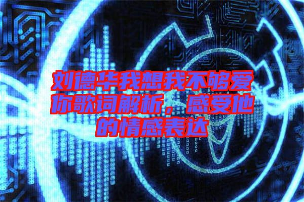 劉德華我想我不夠愛(ài)你歌詞解析，感受他的情感表達(dá)