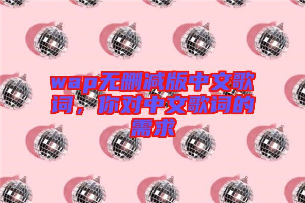 wap無刪減版中文歌詞，你對中文歌詞的需求