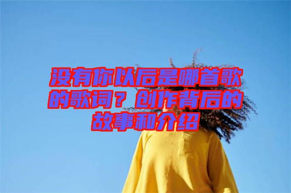 沒有你以后是哪首歌的歌詞？創(chuàng)作背后的故事和介紹