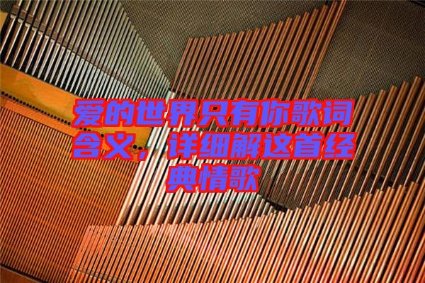 愛的世界只有你歌詞含義，詳細(xì)解這首經(jīng)典情歌