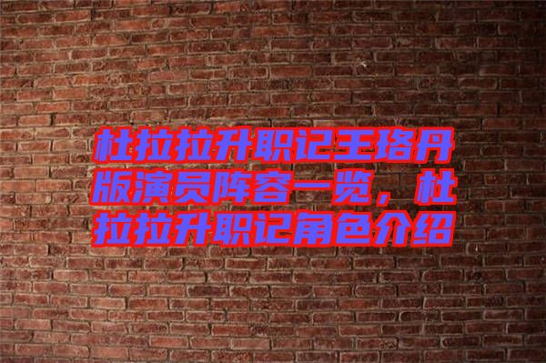 杜拉拉升職記王珞丹版演員陣容一覽，杜拉拉升職記角色介紹