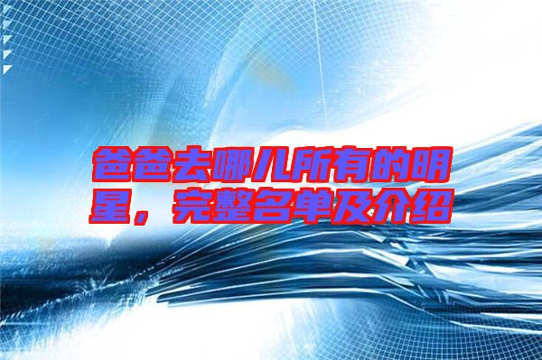 爸爸去哪兒所有的明星，完整名單及介紹