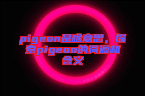 pigeon是啥意思，探索pigeon的詞源和含義
