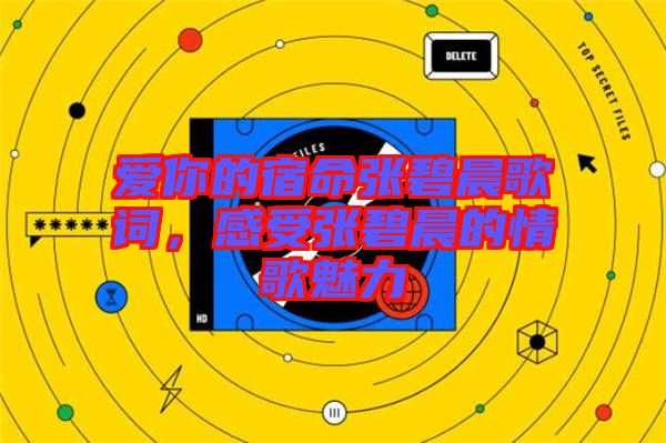 愛(ài)你的宿命張碧晨歌詞，感受張碧晨的情歌魅力