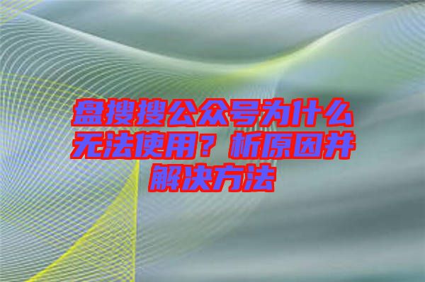 盤搜搜公眾號為什么無法使用？析原因并解決方法