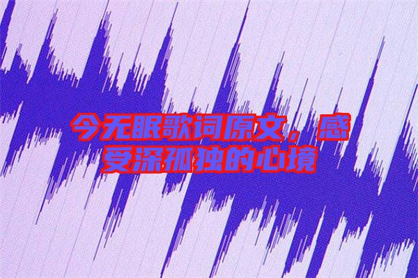 今無眠歌詞原文，感受深孤獨(dú)的心境