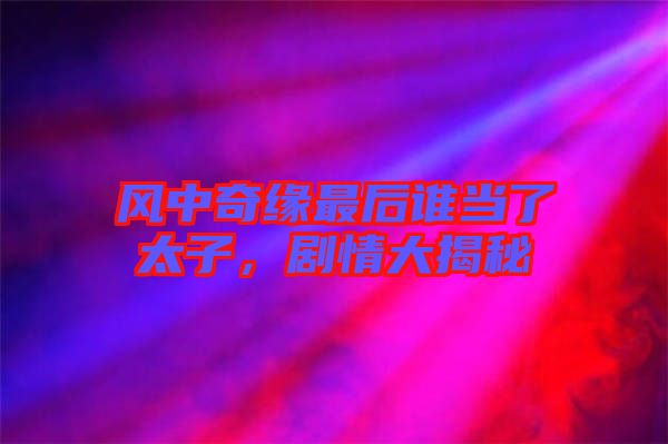 風中奇緣最后誰當了太子，劇情大揭秘