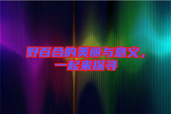 野百合的美麗與意義，一起來探尋