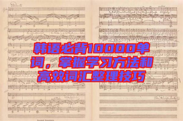 韓語(yǔ)必背10000單詞，掌握學(xué)習(xí)方法和高效詞匯整理技巧