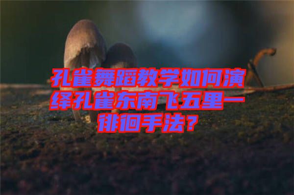 孔雀舞蹈教學如何演繹孔雀東南飛五里一徘徊手法？
