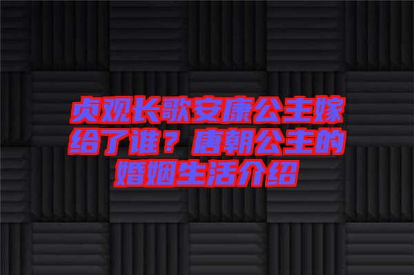 貞觀長歌安康公主嫁給了誰？唐朝公主的婚姻生活介紹