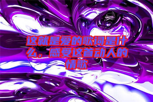 這就是愛的歌詞是什么，感受這首動人的情歌
