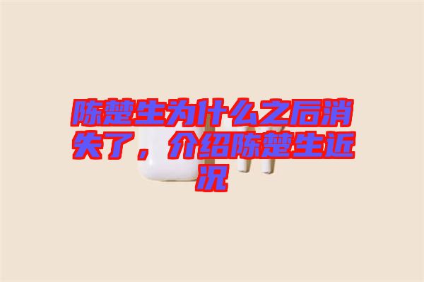 陳楚生為什么之后消失了，介紹陳楚生近況