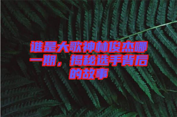 誰(shuí)是大歌神林俊杰哪一期，揭秘選手背后的故事