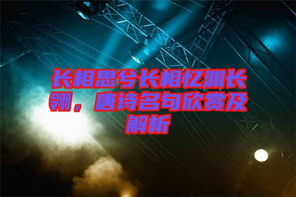 長(zhǎng)相思兮長(zhǎng)相憶淵長(zhǎng)翎，唐詩(shī)名句欣賞及解析