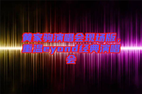黃家駒演唱會現(xiàn)場版，重溫eyond經(jīng)典演唱會