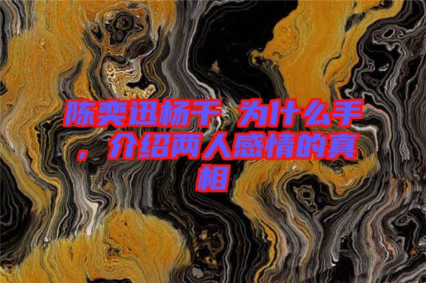 陳奕迅楊千嬅為什么手，介紹兩人感情的真相