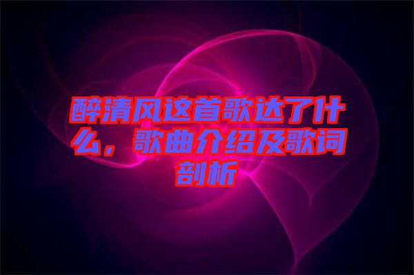 醉清風(fēng)這首歌達(dá)了什么，歌曲介紹及歌詞剖析