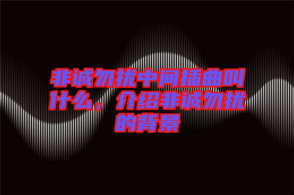 非誠勿擾中間插曲叫什么，介紹非誠勿擾的背景