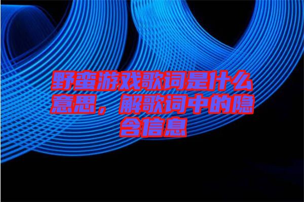 野蠻游戲歌詞是什么意思，解歌詞中的隱含信息